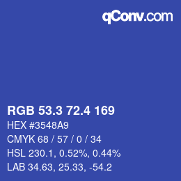 カラーコード: RGB 53.3 72.4 169 | qconv.com