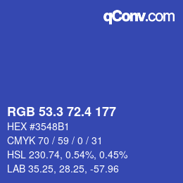 カラーコード: RGB 53.3 72.4 177 | qconv.com