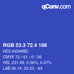カラーコード: RGB 53.3 72.4 188 | qconv.com