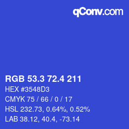 カラーコード: RGB 53.3 72.4 211 | qconv.com