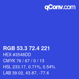 カラーコード: RGB 53.3 72.4 221 | qconv.com