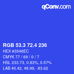 カラーコード: RGB 53.3 72.4 236 | qconv.com