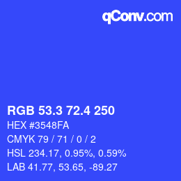 カラーコード: RGB 53.3 72.4 250 | qconv.com