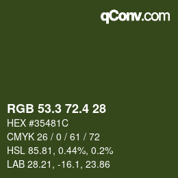 カラーコード: RGB 53.3 72.4 28 | qconv.com