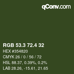 カラーコード: RGB 53.3 72.4 32 | qconv.com