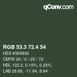 カラーコード: RGB 53.3 72.4 54 | qconv.com