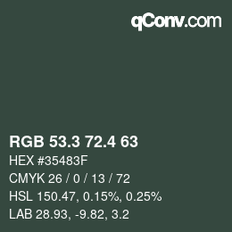 カラーコード: RGB 53.3 72.4 63 | qconv.com