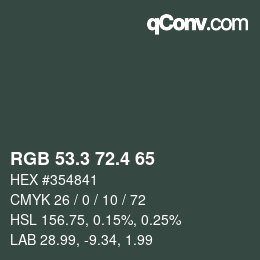 カラーコード: RGB 53.3 72.4 65 | qconv.com