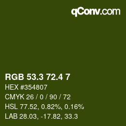 カラーコード: RGB 53.3 72.4 7 | qconv.com