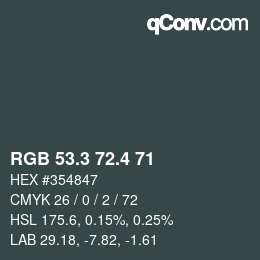 カラーコード: RGB 53.3 72.4 71 | qconv.com
