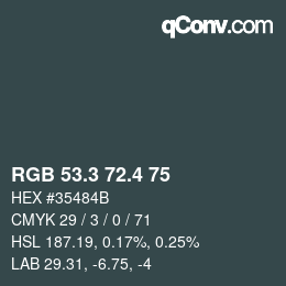 カラーコード: RGB 53.3 72.4 75 | qconv.com