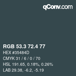 カラーコード: RGB 53.3 72.4 77 | qconv.com