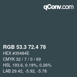 カラーコード: RGB 53.3 72.4 78 | qconv.com