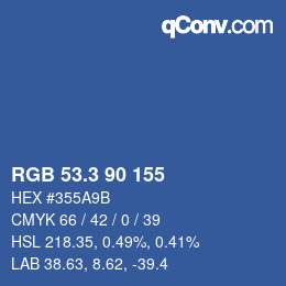 カラーコード: RGB 53.3 90 155 | qconv.com
