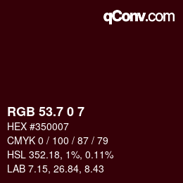 カラーコード: RGB 53.7 0 7 | qconv.com