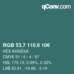 カラーコード: RGB 53.7 110.6 106 | qconv.com