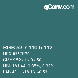 カラーコード: RGB 53.7 110.6 112 | qconv.com