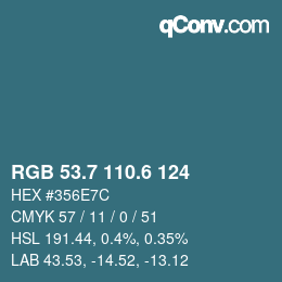カラーコード: RGB 53.7 110.6 124 | qconv.com
