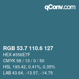 カラーコード: RGB 53.7 110.6 127 | qconv.com