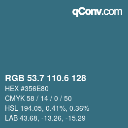 カラーコード: RGB 53.7 110.6 128 | qconv.com