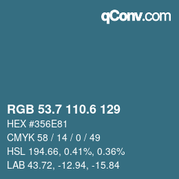 カラーコード: RGB 53.7 110.6 129 | qconv.com