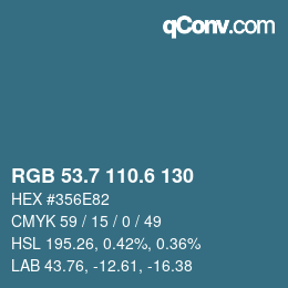 カラーコード: RGB 53.7 110.6 130 | qconv.com