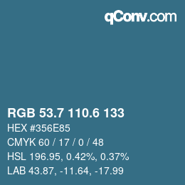 カラーコード: RGB 53.7 110.6 133 | qconv.com