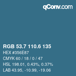 カラーコード: RGB 53.7 110.6 135 | qconv.com
