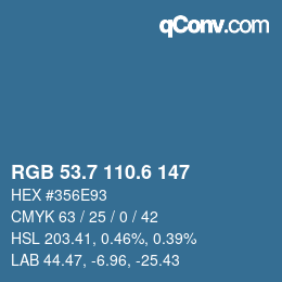 カラーコード: RGB 53.7 110.6 147 | qconv.com