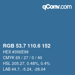 カラーコード: RGB 53.7 110.6 152 | qconv.com