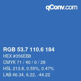カラーコード: RGB 53.7 110.6 184 | qconv.com