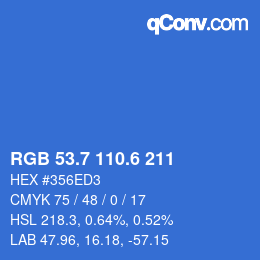 カラーコード: RGB 53.7 110.6 211 | qconv.com