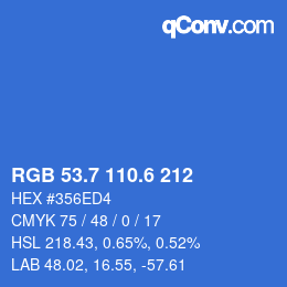 カラーコード: RGB 53.7 110.6 212 | qconv.com