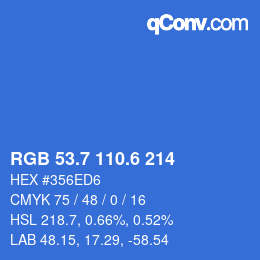 カラーコード: RGB 53.7 110.6 214 | qconv.com