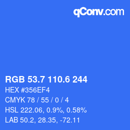 カラーコード: RGB 53.7 110.6 244 | qconv.com