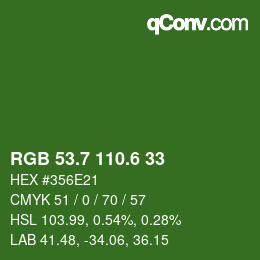 カラーコード: RGB 53.7 110.6 33 | qconv.com