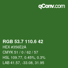 カラーコード: RGB 53.7 110.6 42 | qconv.com