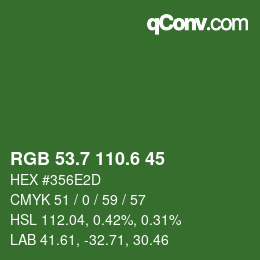 カラーコード: RGB 53.7 110.6 45 | qconv.com