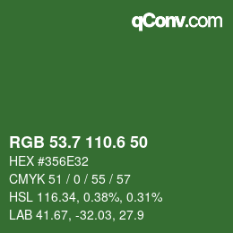 カラーコード: RGB 53.7 110.6 50 | qconv.com