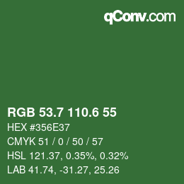 カラーコード: RGB 53.7 110.6 55 | qconv.com