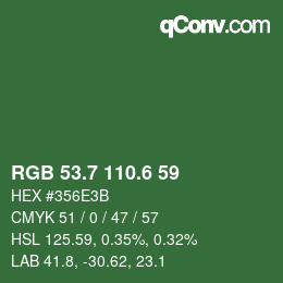 カラーコード: RGB 53.7 110.6 59 | qconv.com