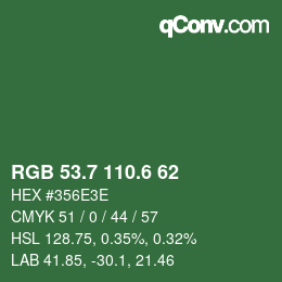 カラーコード: RGB 53.7 110.6 62 | qconv.com