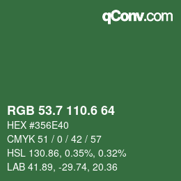 カラーコード: RGB 53.7 110.6 64 | qconv.com