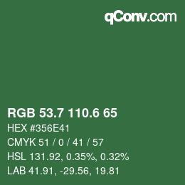 カラーコード: RGB 53.7 110.6 65 | qconv.com