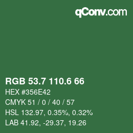 カラーコード: RGB 53.7 110.6 66 | qconv.com