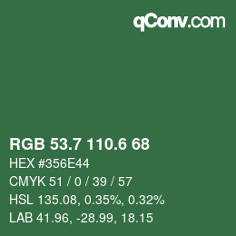 カラーコード: RGB 53.7 110.6 68 | qconv.com