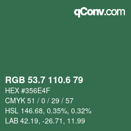 カラーコード: RGB 53.7 110.6 79 | qconv.com