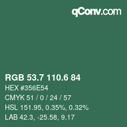 カラーコード: RGB 53.7 110.6 84 | qconv.com