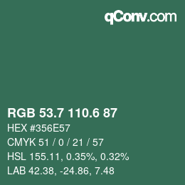 カラーコード: RGB 53.7 110.6 87 | qconv.com
