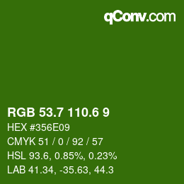 カラーコード: RGB 53.7 110.6 9 | qconv.com